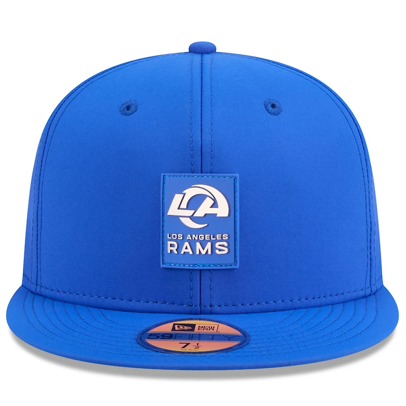 Casquette ajustée New Era Royal Los Angeles Rams 2025 Sideline Quill Tech 59FIFTY pour homme