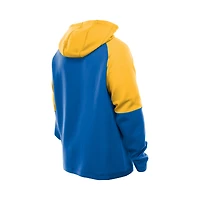 Sweat à capuche raglan blocs de couleurs authentiques New Era Royal Los Angeles Rams pour homme