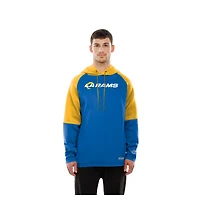 Sweat à capuche raglan blocs de couleurs authentiques New Era Royal Los Angeles Rams pour homme