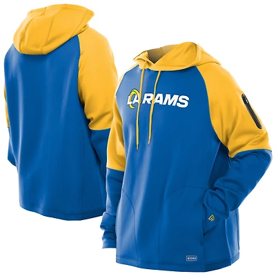 Sweat à capuche raglan blocs de couleurs authentiques New Era Royal Los Angeles Rams pour homme