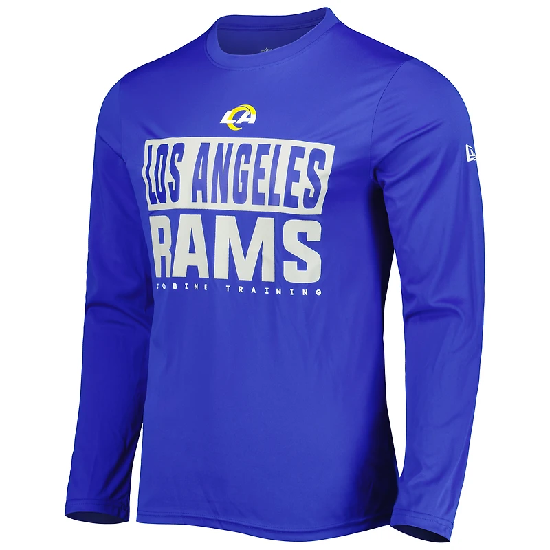 T-shirt à manches longues Royal Los Angeles Rams Combine Authentic Offsides New Era pour homme