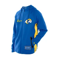 Sweat à capuche zippé intégral New Era Royal Los Angeles Rams Combine Authentic Raglan Scuba pour homme
