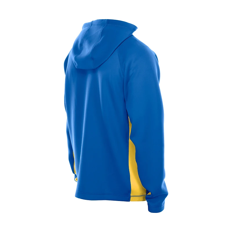 Sweat à capuche zippé intégral New Era Royal Los Angeles Rams Combine Authentic Raglan Scuba pour homme