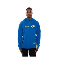 Sweat à capuche zippé intégral New Era Royal Los Angeles Rams Combine Authentic Raglan Scuba pour homme