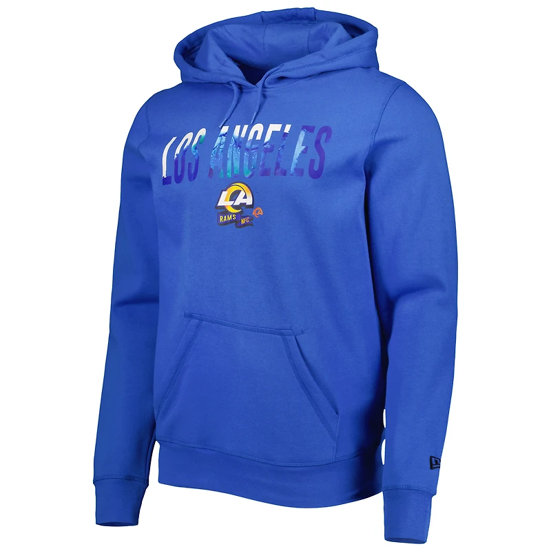 Men's New Era Royal Los Angeles Rams Ink Dye Pullover Hoodie