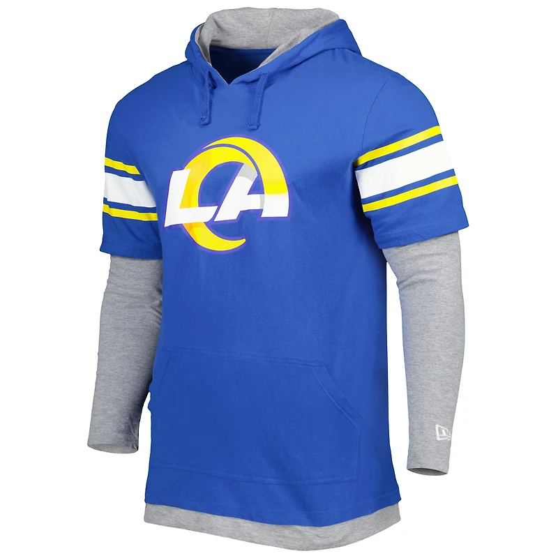 T-shirt à capuche manches longues Los Angeles Rams New Era Royal pour homme