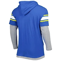 T-shirt à capuche manches longues Los Angeles Rams New Era Royal pour homme