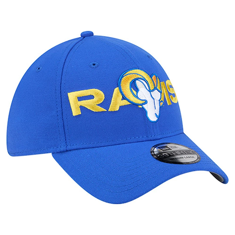 Men's New Era Royal Los Angeles Rams Overlap Logo 39THIRTY Stretch Fit Hat