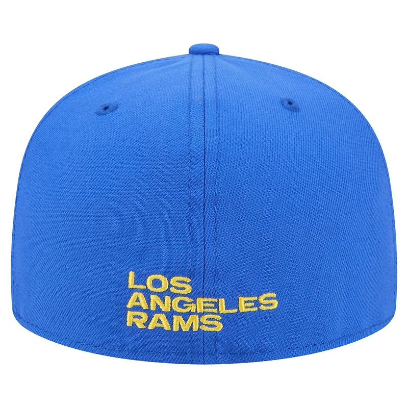 Casquette ajustée New Era Royal Los Angeles Rams Overlap Wordmark 59FIFTY pour homme