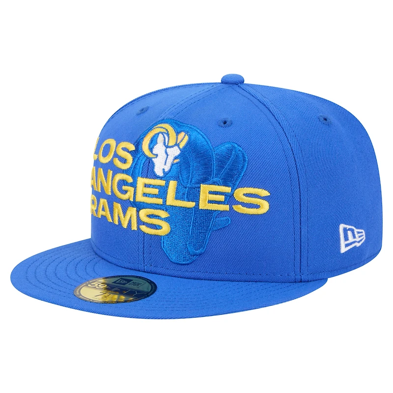 Men's New Era Royal Los Angeles Rams Overlap Wordmark 59FIFTY Fitted Hat