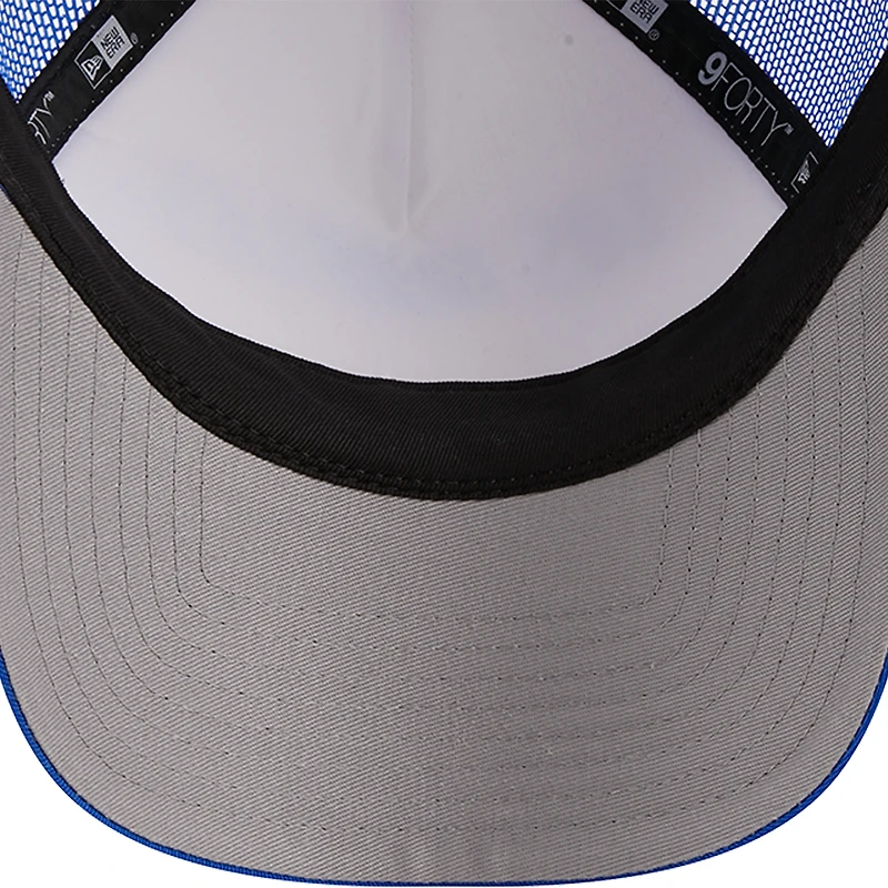 Men's New Era Royal Los Angeles Rams Stacked A-Frame Trucker 9FORTY Adjustable Hat