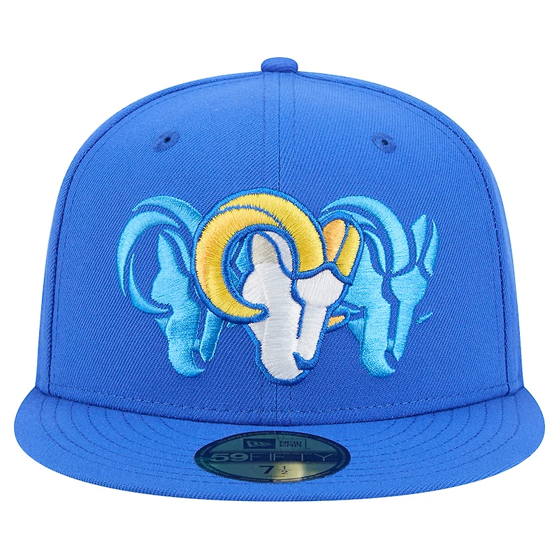 Casquette ajustée New Era Royal Los Angeles Rams Tri-Hit 59FIFTY pour homme