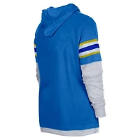 T-shirt à capuche manches longues New Era Royal Los Angeles Rams Twofer pour homme