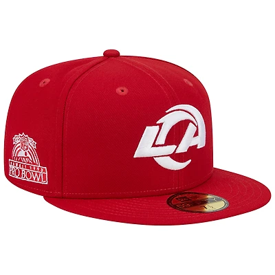 Casquette ajustée 59FIFTY pour homme New Era Scarlet Los Angeles Rams 1990 Hawaii Pro Bowl Main Patch