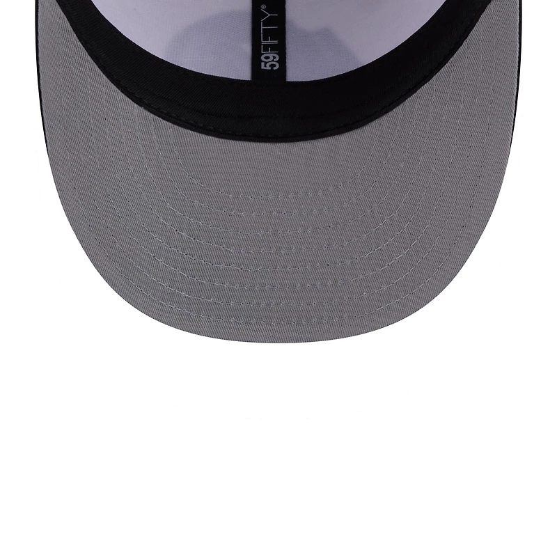 Casquette ajustée New Era 59FIFTY blanche et noire pour homme, Los Angeles Rams, édition spéciale NFL Draft 2026.
