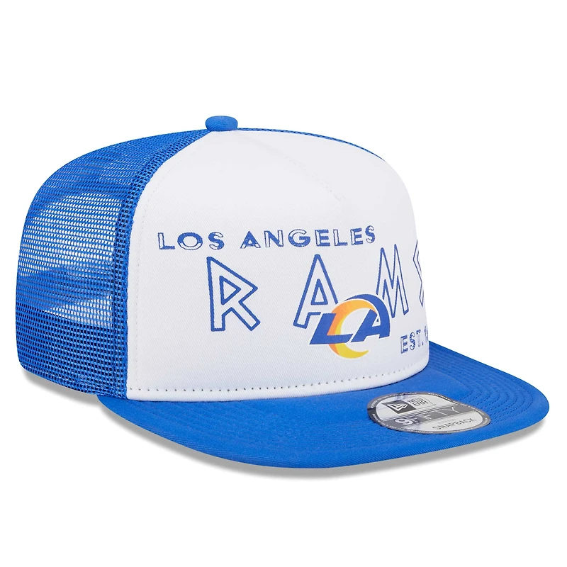 Casquette snapback de camionneur New Era pour hommes, blanc/royal, Los Angeles Rams Banger 9FIFTY