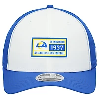 Casquette ajustable New Era 9SEVENTY blanche/bleue pour homme, Los Angeles Rams, Established Patch