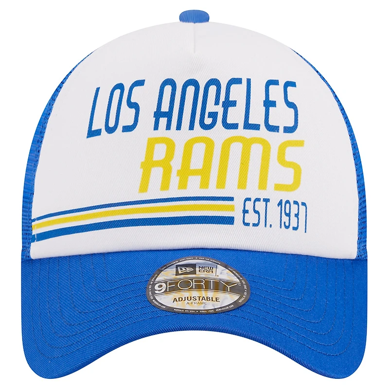 Casquette ajustable 9FORTY Stacked A-Frame Trucker 9FORTY New Era pour hommes, blanc/royal, Los Angeles Rams