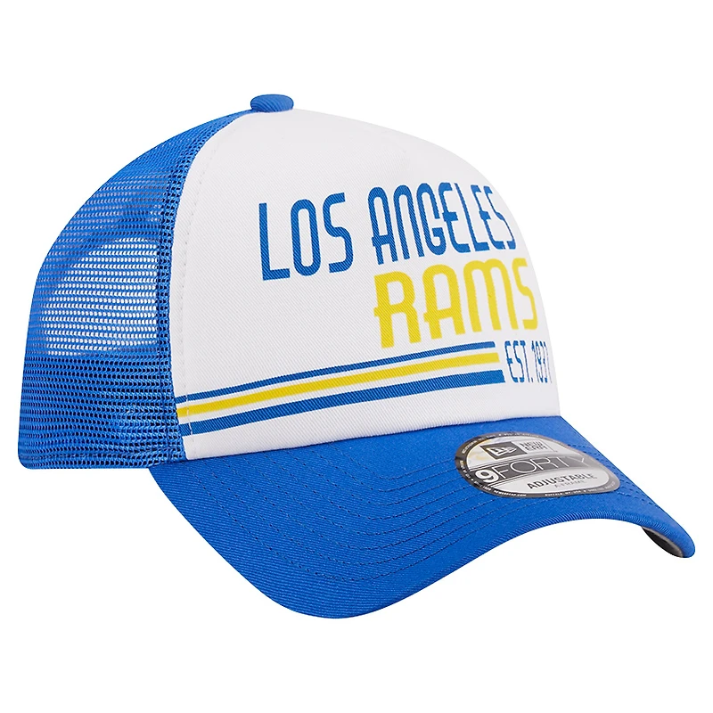 Casquette ajustable 9FORTY Stacked A-Frame Trucker 9FORTY New Era pour hommes, blanc/royal, Los Angeles Rams