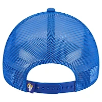 Men's New Era White/Royal Los Angeles Rams Stacked A-Frame Trucker 9FORTY Adjustable Hat