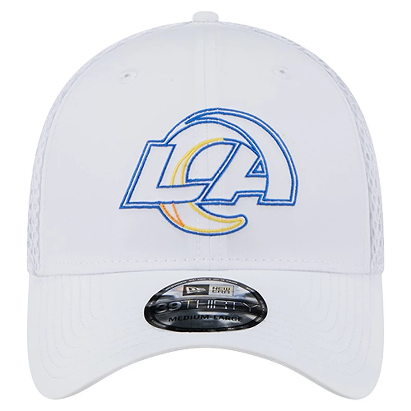 Casquette New Era blanche Los Angeles Rams Outline 39THIRTY Flex pour homme