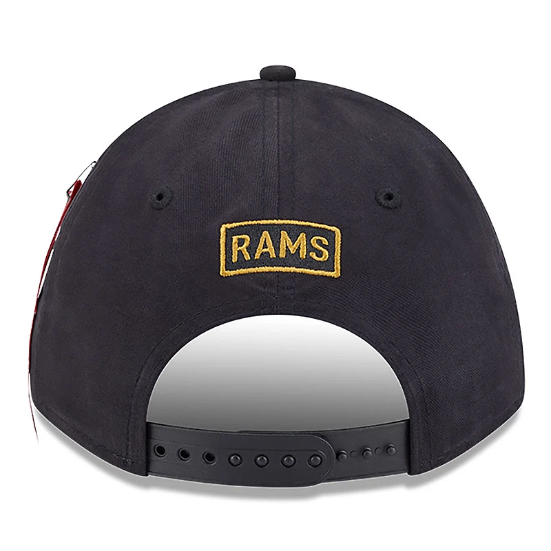 Men's New Era x Alpha Industries  Black Los Angeles Rams A-Frame 9FORTY Adjustable Hat