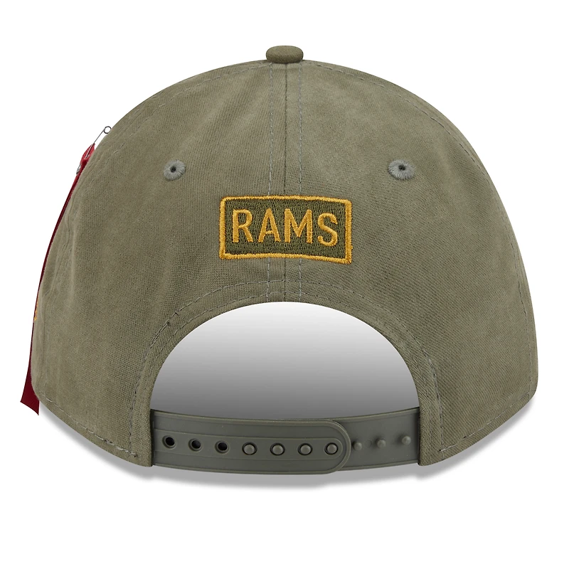 Men's New Era x Alpha Industries Olive Los Angeles Rams A-Frame 9FORTY Adjustable Hat