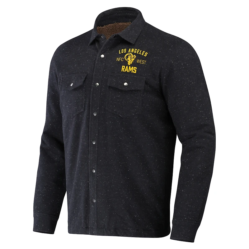 Men's NFL x Darius Rucker Collection by Fanatics Charcoal Los Angeles Rams Shacket Full-Snap Jacket