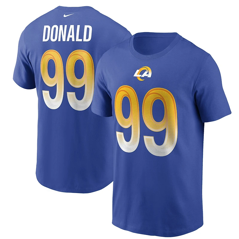 T-shirt avec nom et numéro Nike Aaron Donald Royal Los Angeles Rams pour homme
