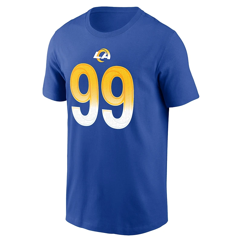 T-shirt avec nom et numéro du joueur Nike Aaron Donald Royal Los Angeles Rams pour homme