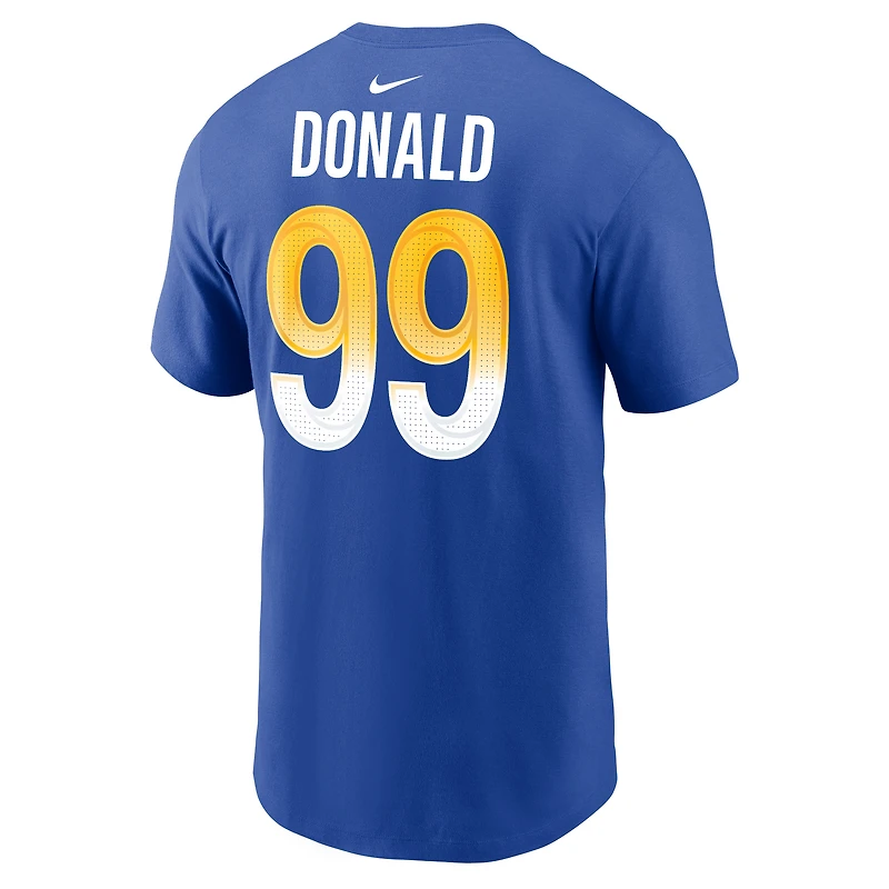 T-shirt avec nom et numéro du joueur Nike Aaron Donald Royal Los Angeles Rams pour homme