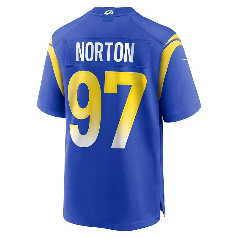 Men's Nike Bill Norton  Royal Los Angeles Rams Team Game Jersey