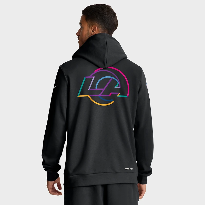 Men's Nike Black Los Angeles Rams 2025 NFL Crucial Catch Sideline Standard Issue Dri-FIT Hoodie
