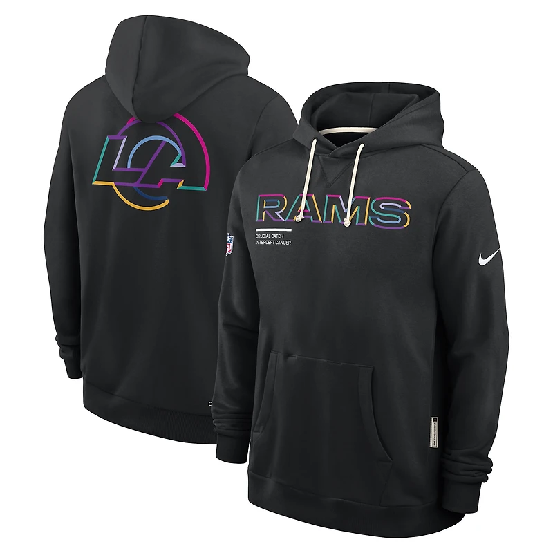 Men's Nike Black Los Angeles Rams 2025 NFL Crucial Catch Sideline Standard Issue Dri-FIT Hoodie