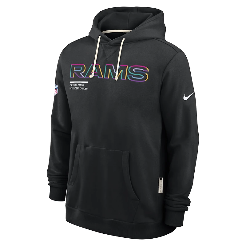 Men's Nike Black Los Angeles Rams 2025 NFL Crucial Catch Sideline Standard Issue Dri-FIT Hoodie