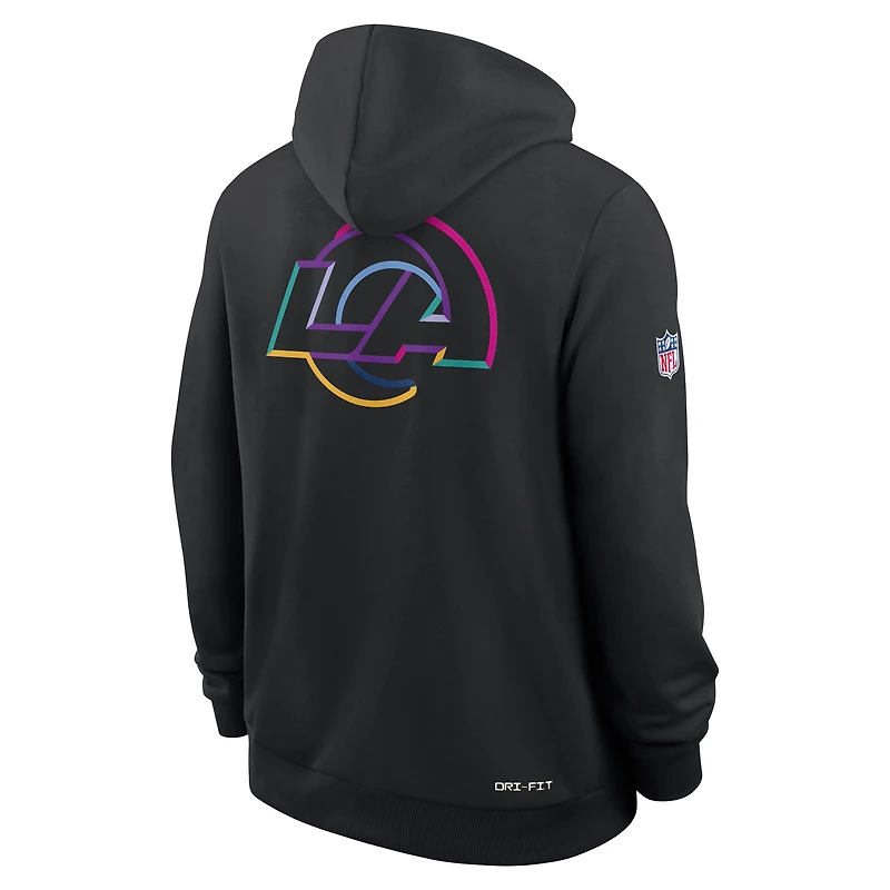 Men's Nike Black Los Angeles Rams 2025 NFL Crucial Catch Sideline Standard Issue Dri-FIT Hoodie