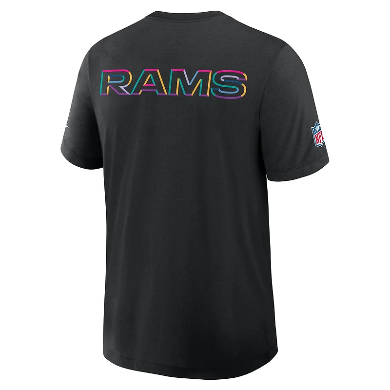 Men's Nike Black Los Angeles Rams 2025 NFL Crucial Catch Tri-Blend Dri-FIT T-Shirt