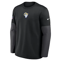 Men's Nike Black Los Angeles Rams Sideline Coach Therma-FIT Long Sleeve T-Shirt