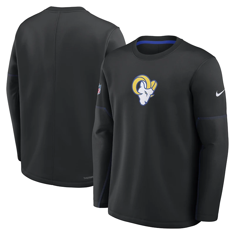 Men's Nike Black Los Angeles Rams Sideline Coaches Midweight Therma-FIT Sweatshirt