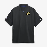 Men's Nike Black Los Angeles Rams Sideline Short Sleeve Quarter-Zip Coaches Jacket