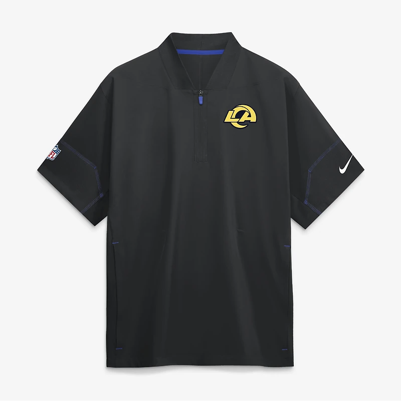 Men's Nike Black Los Angeles Rams Sideline Short Sleeve Quarter-Zip Coaches Jacket