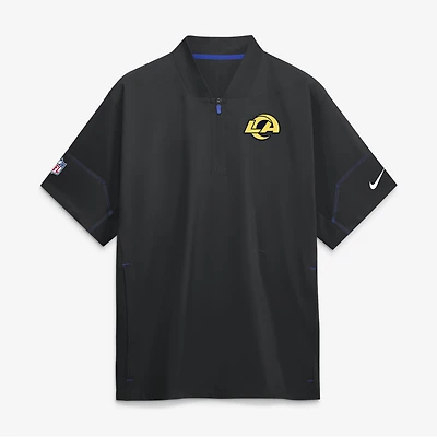 Men's Nike Black Los Angeles Rams Sideline Short Sleeve Quarter-Zip Coaches Jacket