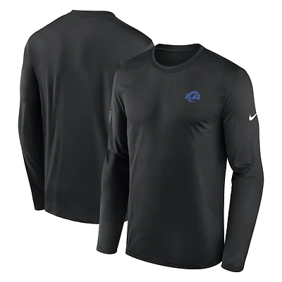 T-shirt à manches longues Nike Legend Dri-FIT noir Los Angeles Rams Sideline avec petit logo pour homme