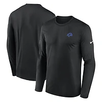 T-shirt à manches longues Nike Legend Dri-FIT noir Los Angeles Rams Sideline avec petit logo pour homme