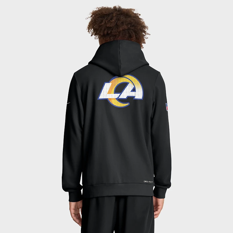 Sweat à capuche Nike noir fermeture éclair intégrale Los Angeles Rams Sideline Standard Issue Utility Player Dri-FIT pour homme