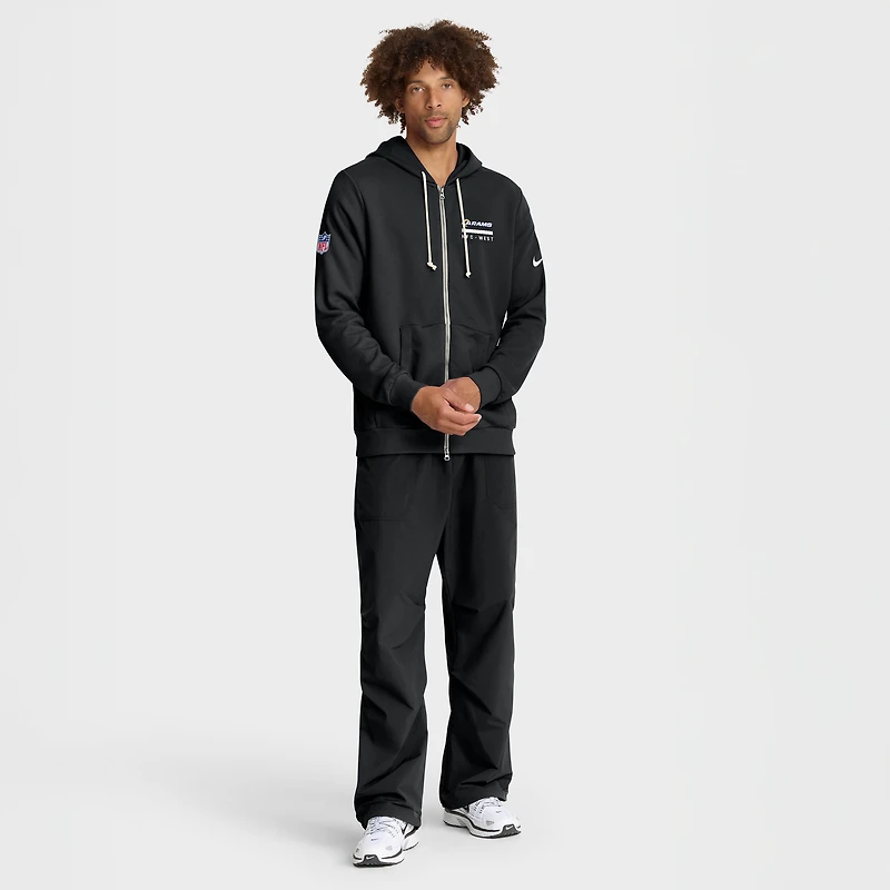 Sweat à capuche Nike noir fermeture éclair intégrale Los Angeles Rams Sideline Standard Issue Utility Player Dri-FIT pour homme