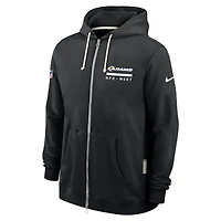 Sweat à capuche Nike noir fermeture éclair intégrale Los Angeles Rams Sideline Standard Issue Utility Player Dri-FIT pour homme