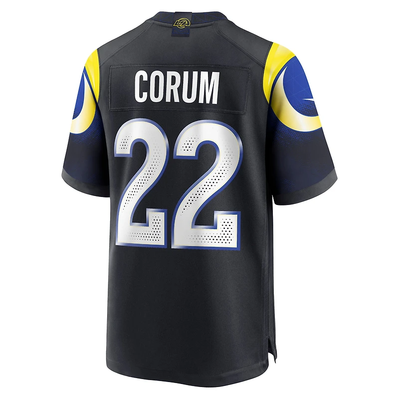 Maillot Nike Blake Corum bleu nuit pour homme, collection Rivalries 2025 des Los Angeles Rams