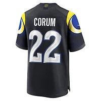 Maillot Nike Blake Corum bleu nuit pour homme, collection Rivalries 2025 des Los Angeles Rams