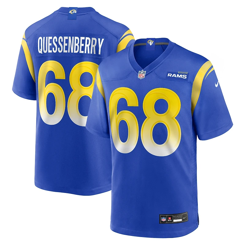 Men's Nike David Quessenberry  Royal Los Angeles Rams Team Game Jersey